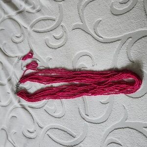 Elegant Dark Pink  Beaded Necklace and Earring Set